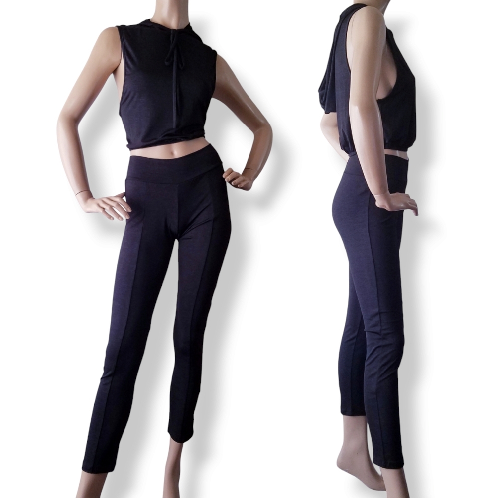 Privy Black Sleeveless & Hooded Two Piece Coord Set